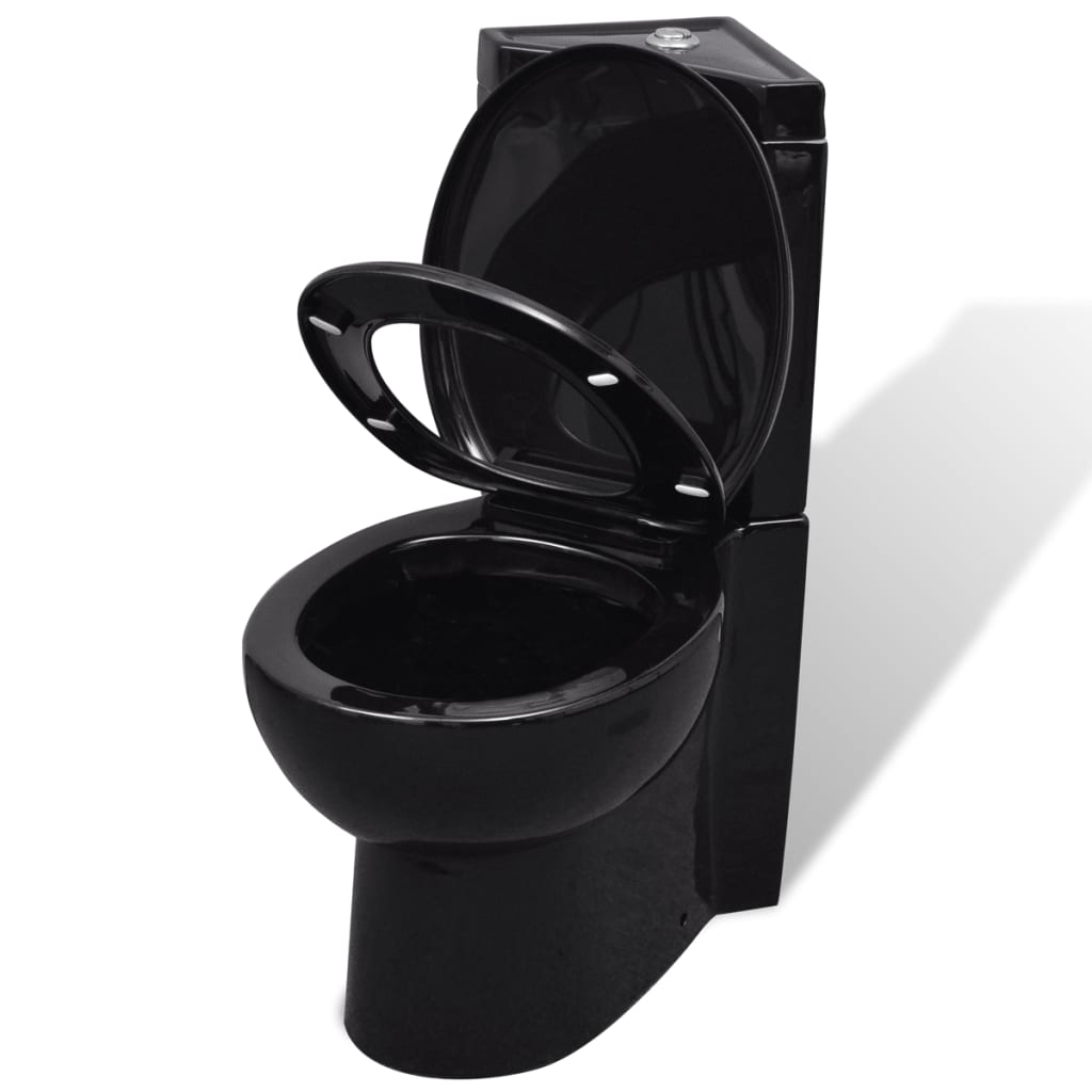 vidaXL Toilette für Ecke Keramik Schwarz