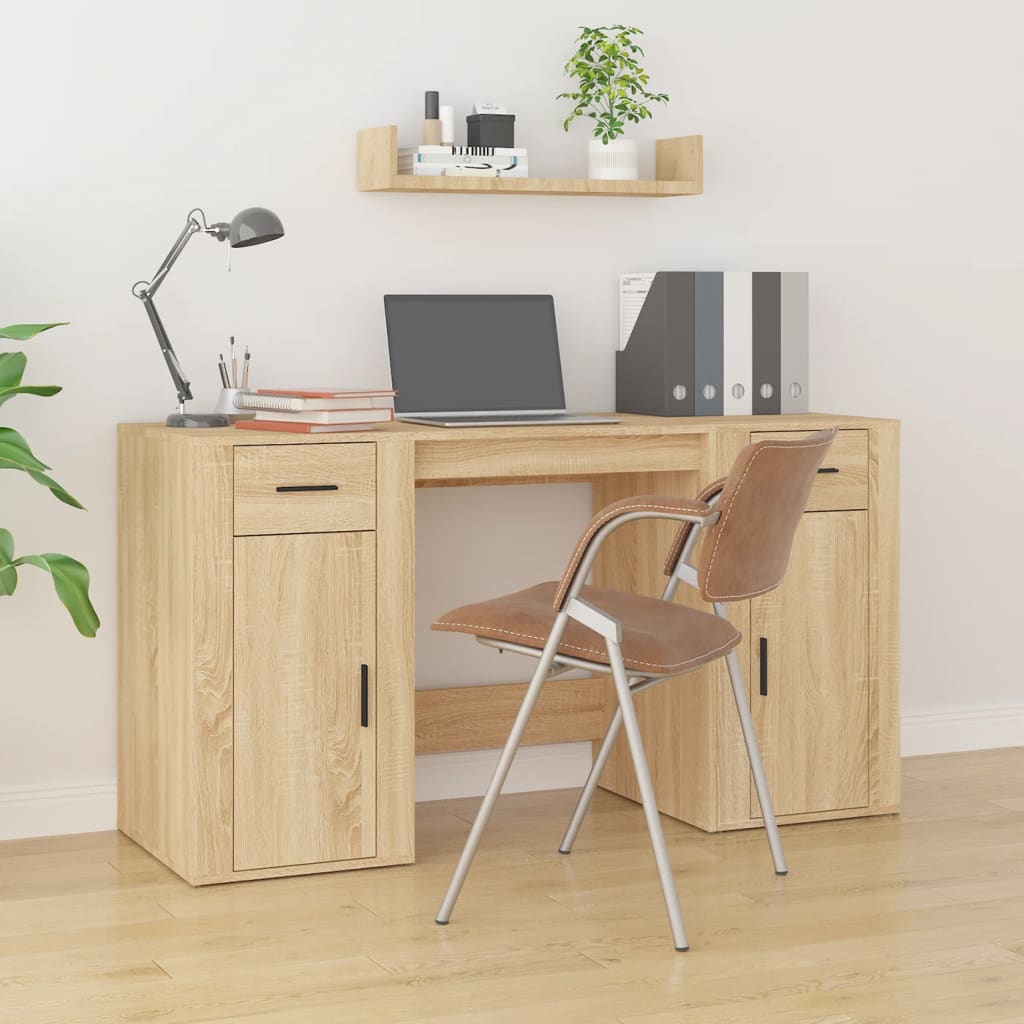 vidaXL Schreibtisch mit Stauraum Sonoma-Eiche Holzwerkstoff