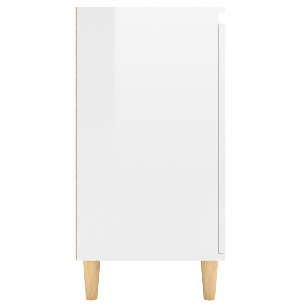 vidaXL Sideboard mit Massivholz-Beinen Hochglanz-Weiß 60x35x70 cm