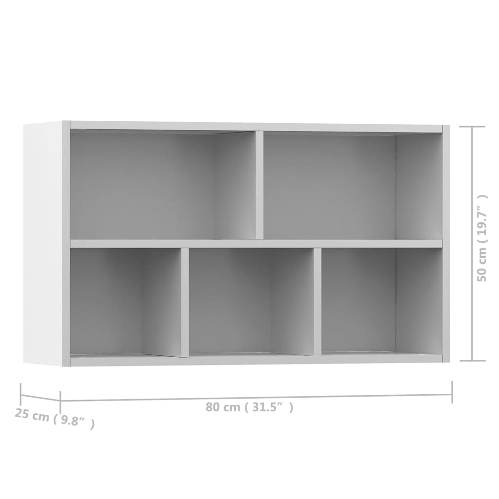 vidaXL Bücherregal/Sideboard Weiß 50x25x80 cm Holzwerkstoff