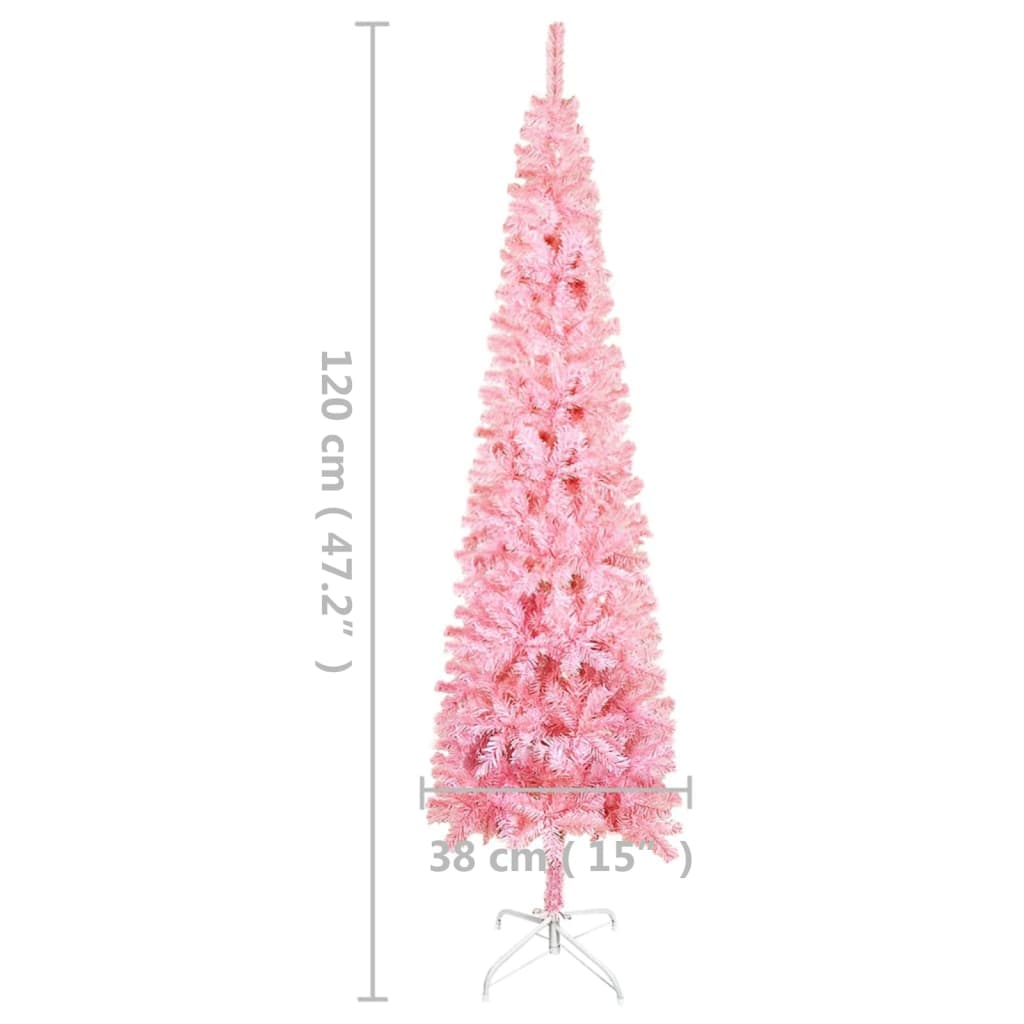 vidaXL Weihnachtsbaum Schlank mit LEDs Rosa 120 cm