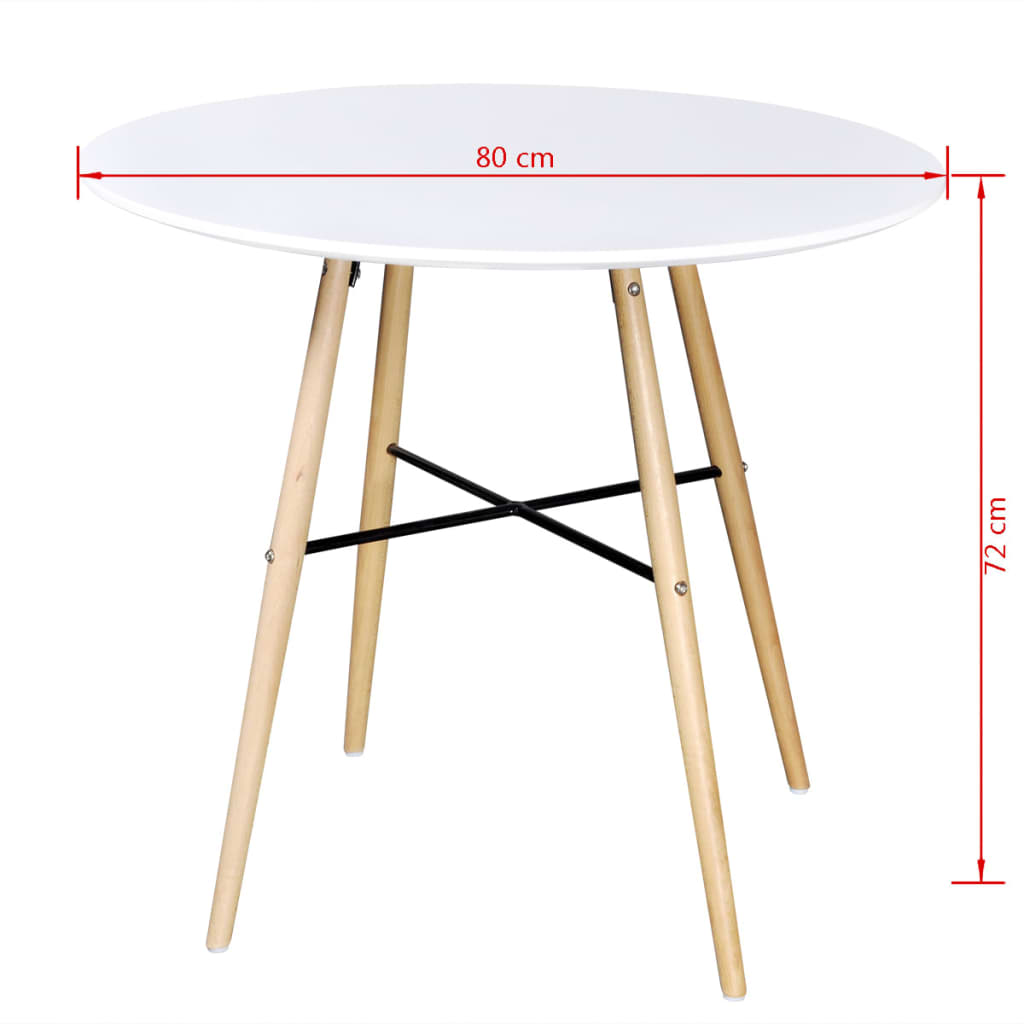 Esszimmergarnitur: Esszimmerstuhl ohne Armlehne (2 Stück) + Tisch Weiß