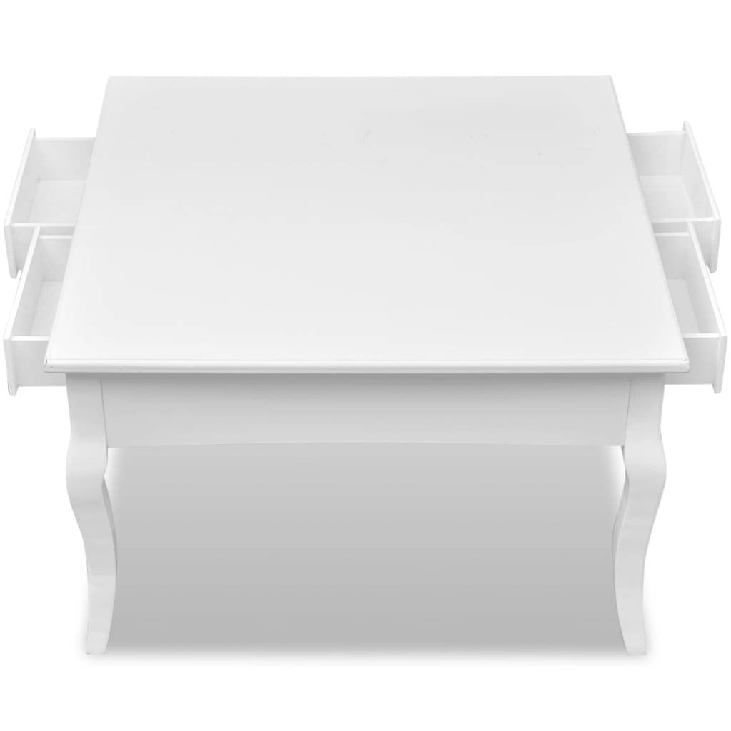 vidaXL Couchtisch mit 4 Schubladen Weiß
