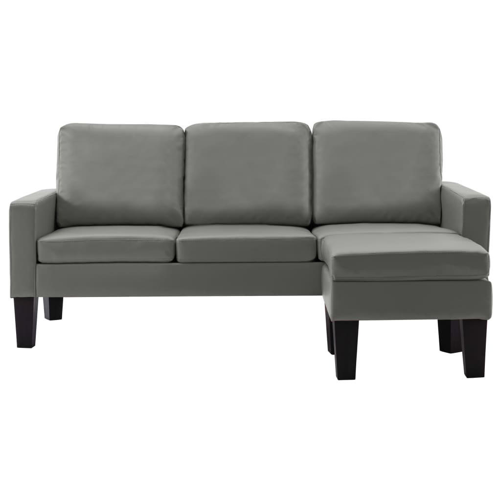 vidaXL 3-Sitzer-Sofa mit Hocker Grau Kunstleder