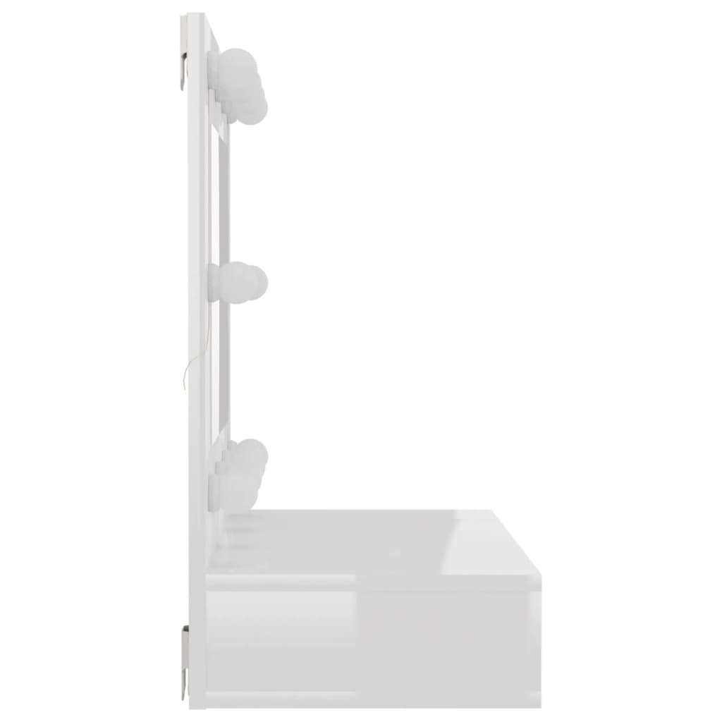 vidaXL Spiegelschrank mit LED Hochglanz-Weiß 60x31,5x62 cm