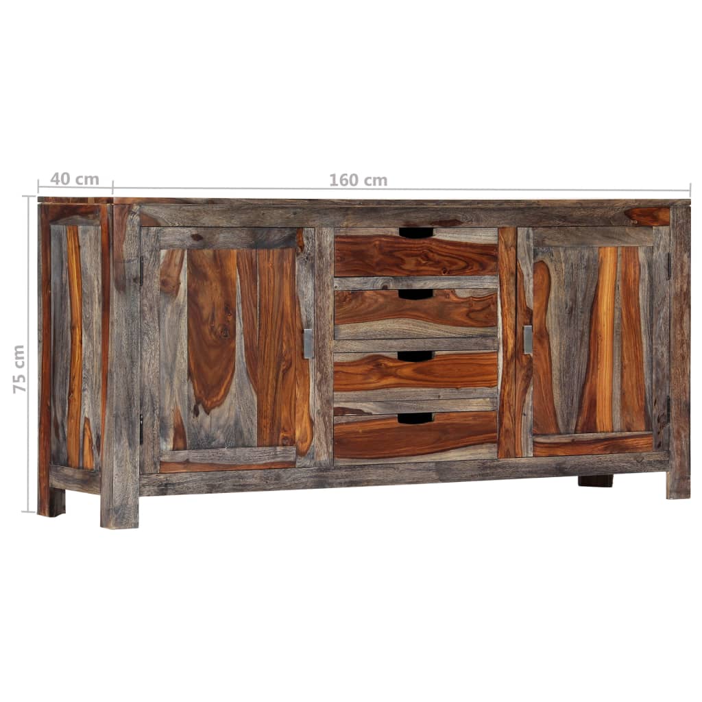 vidaXL Sideboard Grau 160 x 40 x 75 cm Massivholz