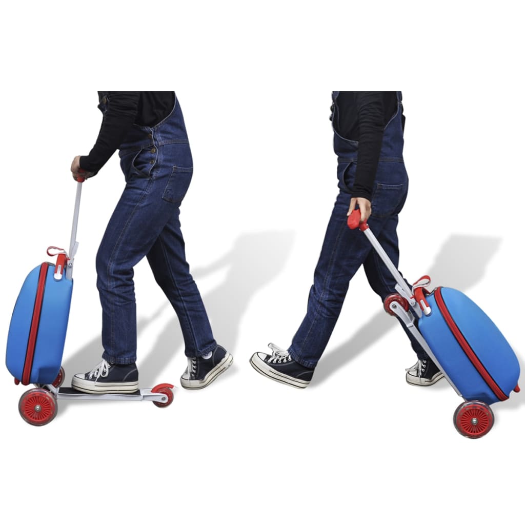 vidaXL Roller mit Trolley-Koffer für Kinder Blau