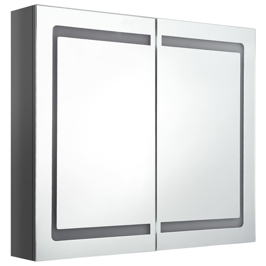vidaXL LED-Spiegelschrank fürs Bad Glänzend Grau 80x12x68 cm