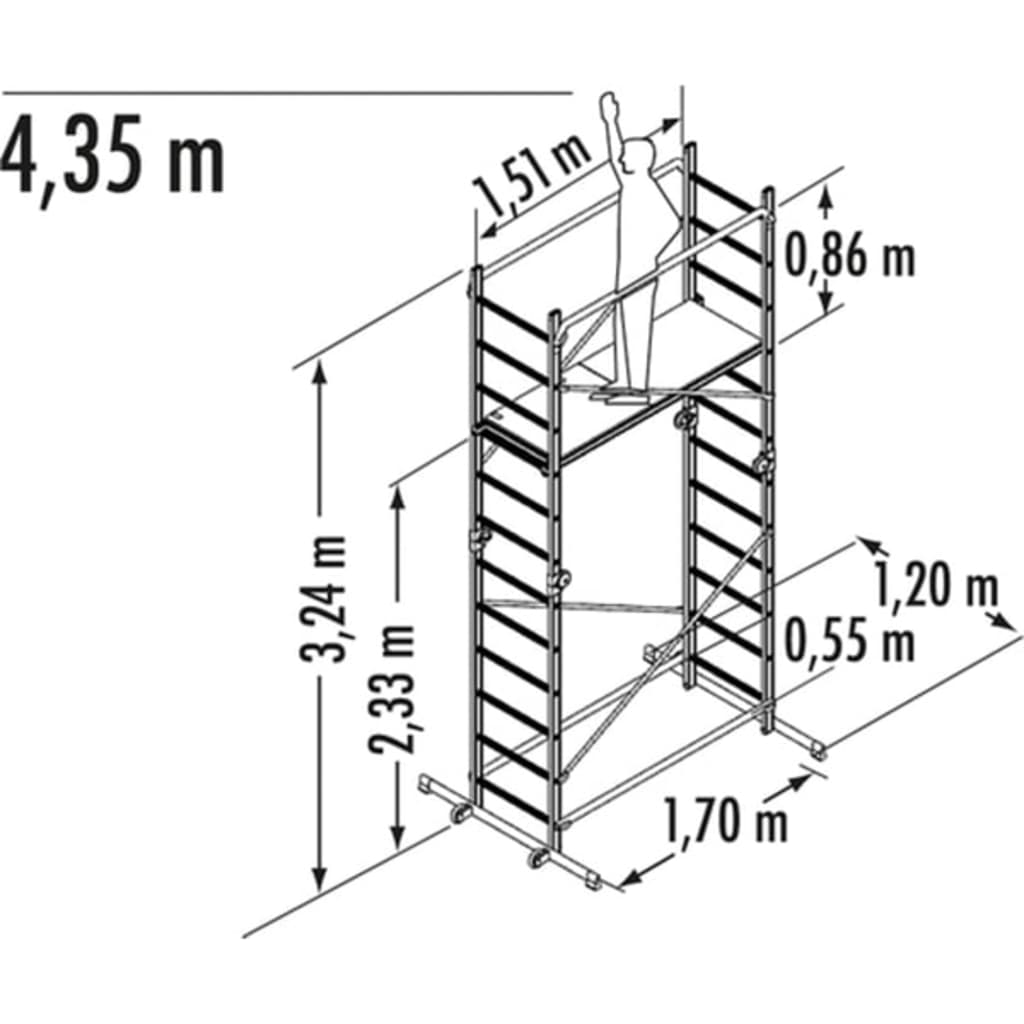 Hailo Gerüst und Leiter 1-2-3 500 324 cm Aluminium 9459-501