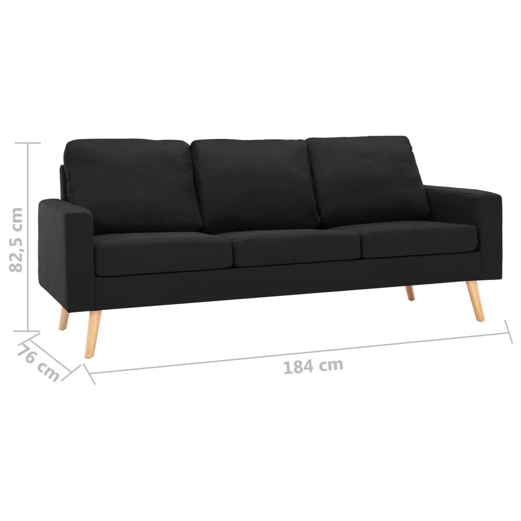 vidaXL 3-Sitzer-Sofa Schwarz Stoff