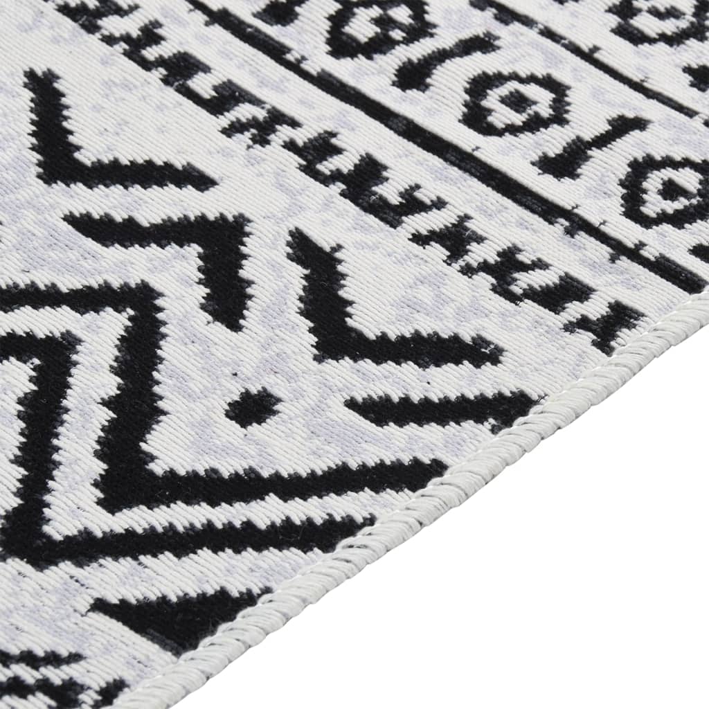 vidaXL Teppich Schwarz und Weiß 120x180 cm Baumwolle