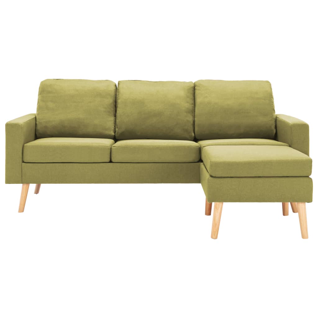 vidaXL 3-Sitzer-Sofa mit Hocker Grün Stoff