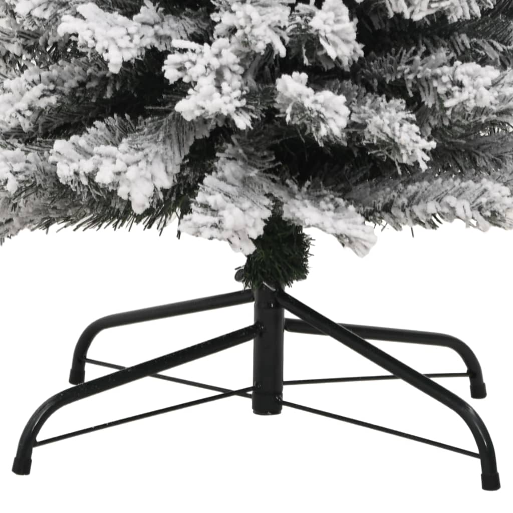 vidaXL Schlanker Künstlicher Weihnachtsbaum Beschneit Grün 210 cm PVC