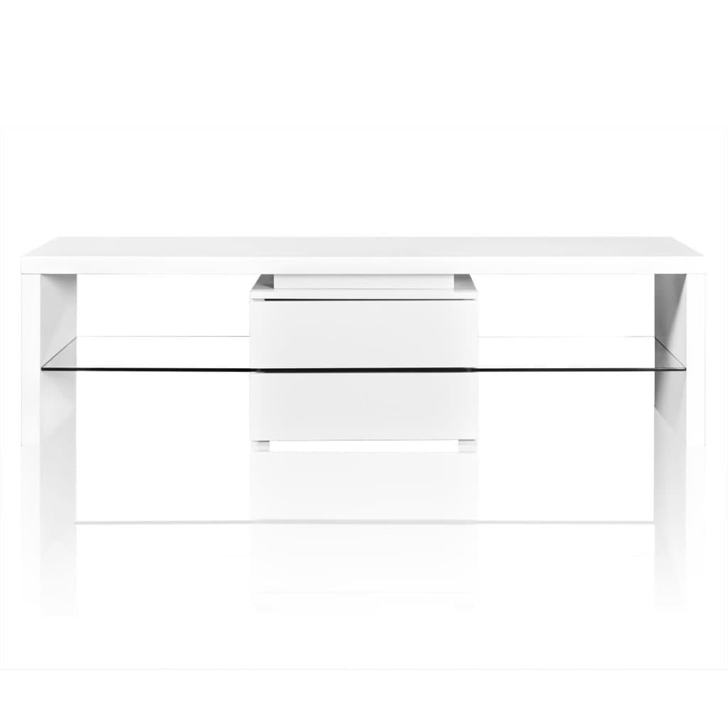 TV Tisch hochglanz weiß mit LEDs 150 cm
