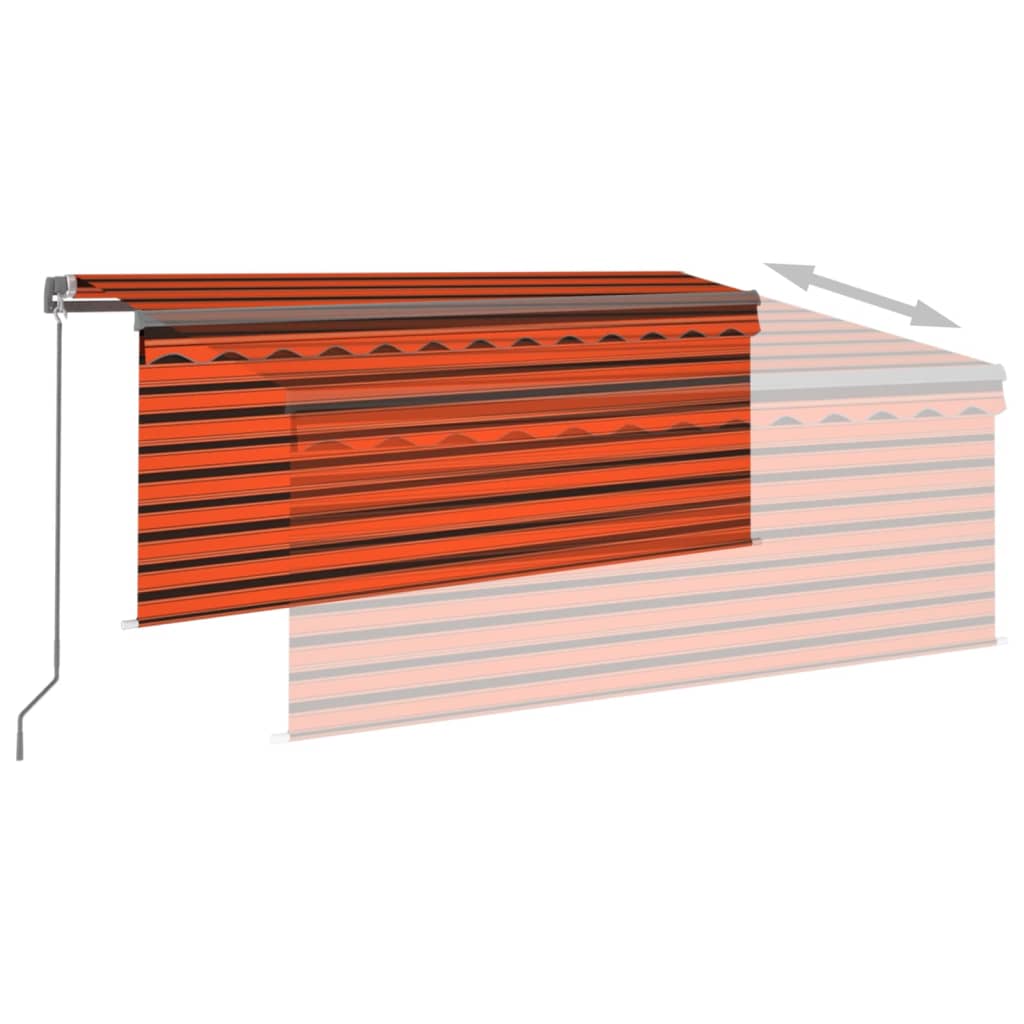 vidaXL Markise Manuell Einziehbar mit Rollo & LED 3x2,5 m Orange Braun