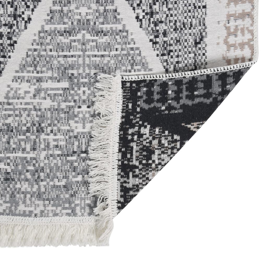 vidaXL Teppich Schwarz und Grau 80x150 cm Baumwolle