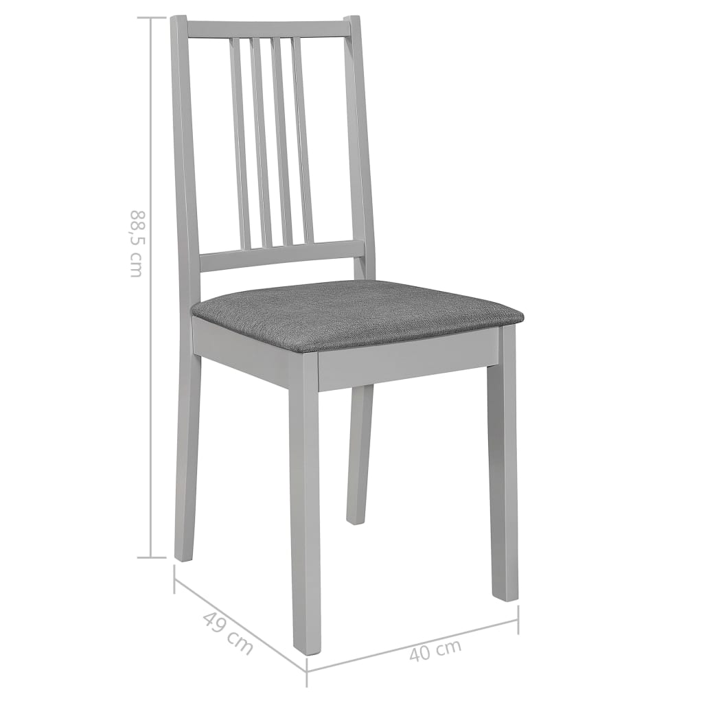 vidaXL Esszimmerstühle mit Polstern 6 Stk. Grau Massivholz