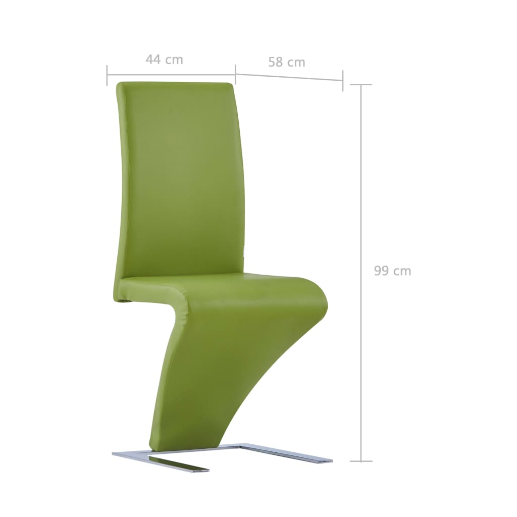 vidaXL Esszimmerstühle in Zick-Zack-Form 2 Stk. Grün Kunstleder