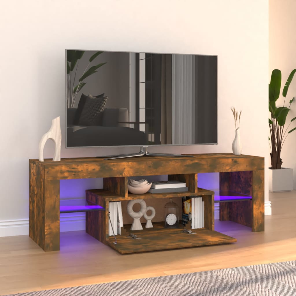 vidaXL TV-Schrank mit LED-Leuchten Räuchereiche 120x35x40 cm