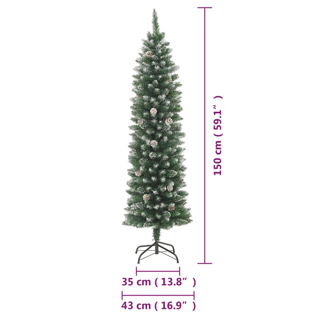 vidaXL Künstlicher Weihnachtsbaum mit Ständer Schlank 150 cm PVC