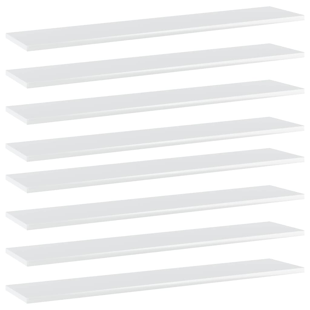 vidaXL Bücherregal-Bretter 8 Stk. Hochglanz-Weiß 100x20x1,5 cm