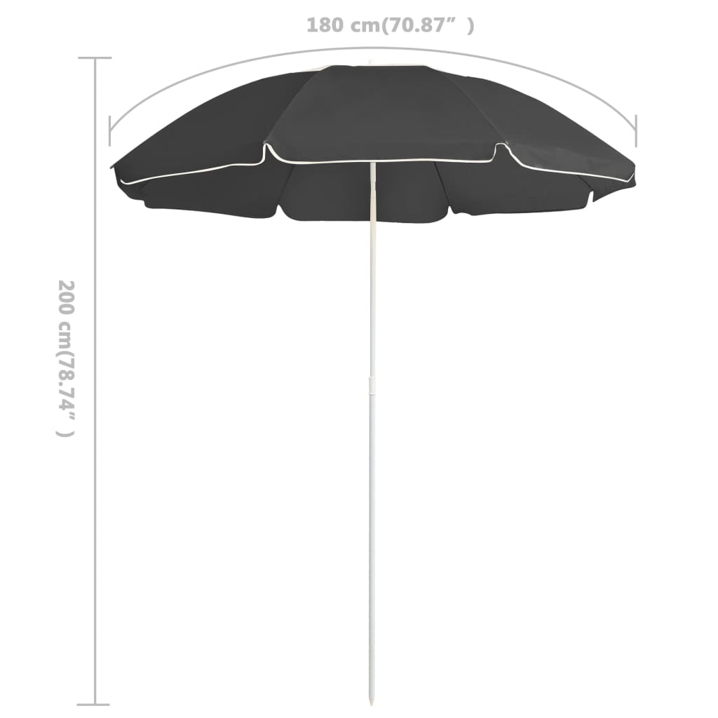 vidaXL Sonnenschirm mit Stahlmast Anthrazit 180 cm