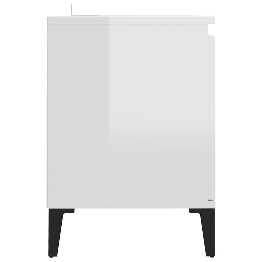 vidaXL TV-Schrank mit Metallbeinen Hochglanz-Weiß 103,5x35x50 cm
