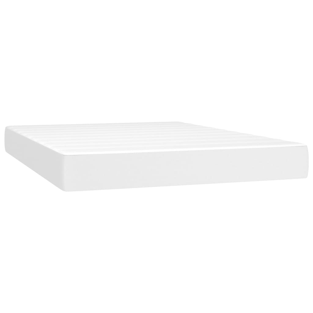 vidaXL Boxspringbett mit Matratze & LED Weiß 140x200 cm Kunstleder