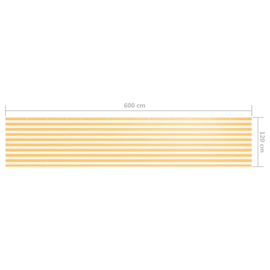 vidaXL Balkon-Sichtschutz Weiß und Gelb 120x600 cm Oxford-Gewebe