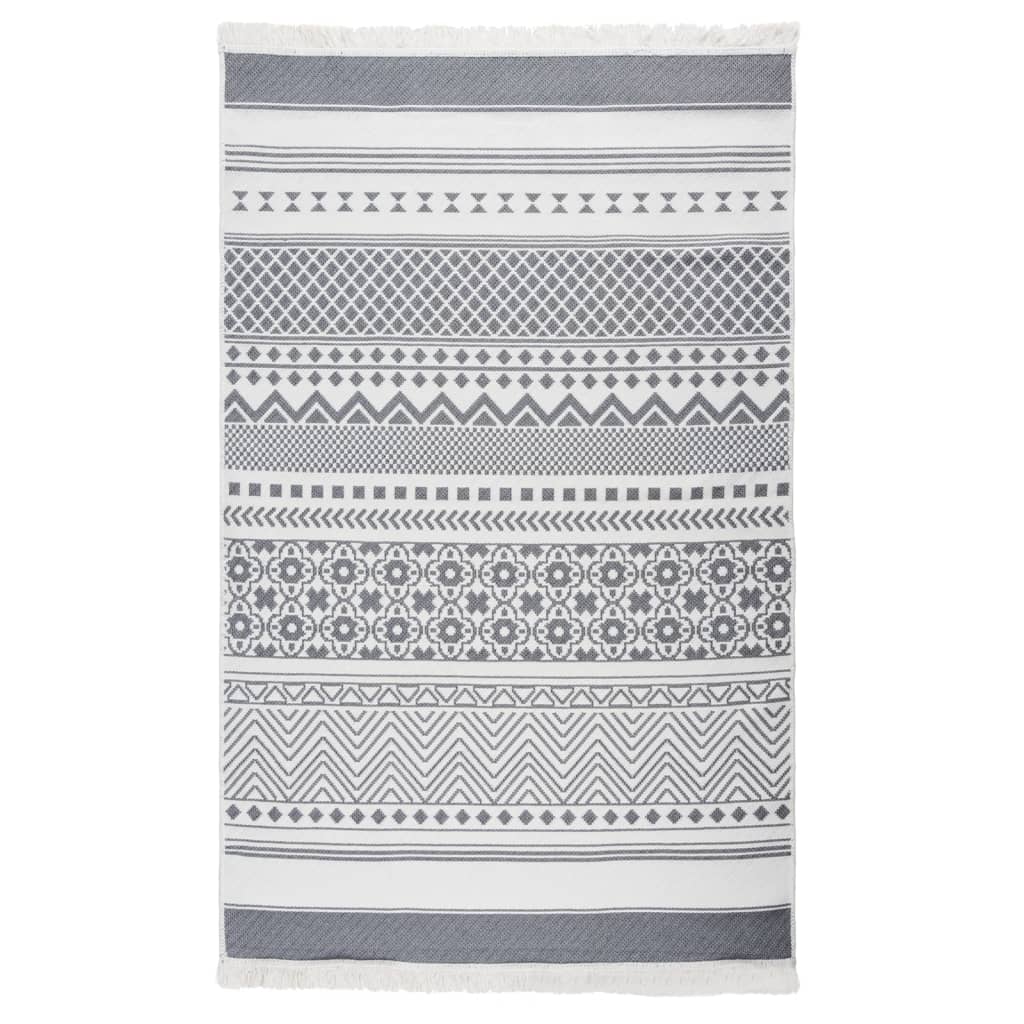 vidaXL Teppich Grau und Weiß 120x180 cm Baumwolle