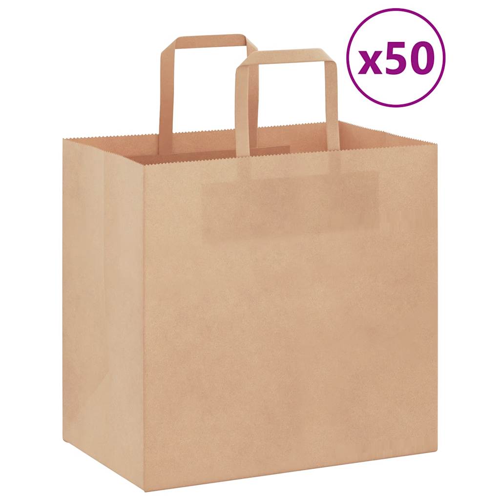 vidaXL Papiertragetaschen 50 Stk. mit Henkeln Braun 26x17x25 cm | vidaXL.at