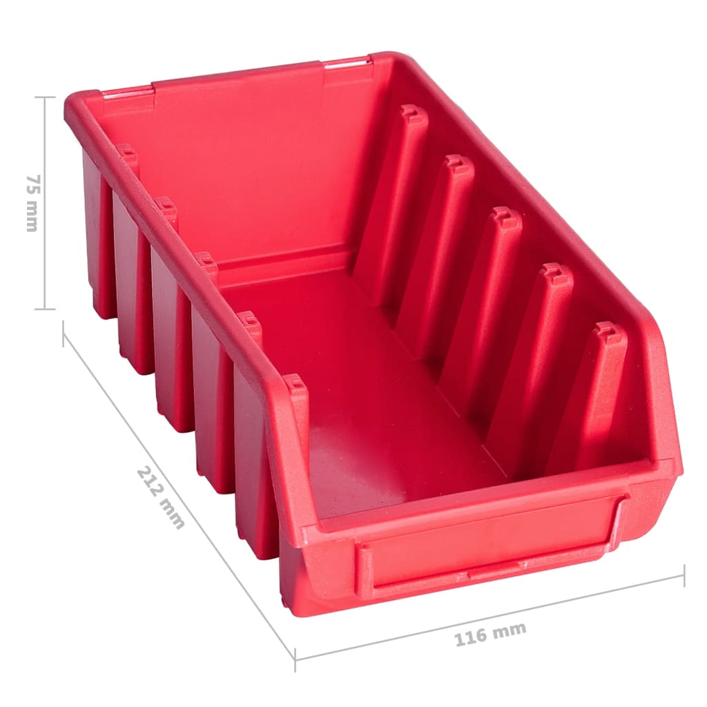 vidaXL 34-tlg. Behälter-Set für Kleinteile mit Wandplatten Rot Schwarz