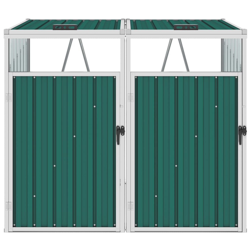 vidaXL Mülltonnenbox für 2 Mülltonnen Grün 143×81×121 cm Stahl