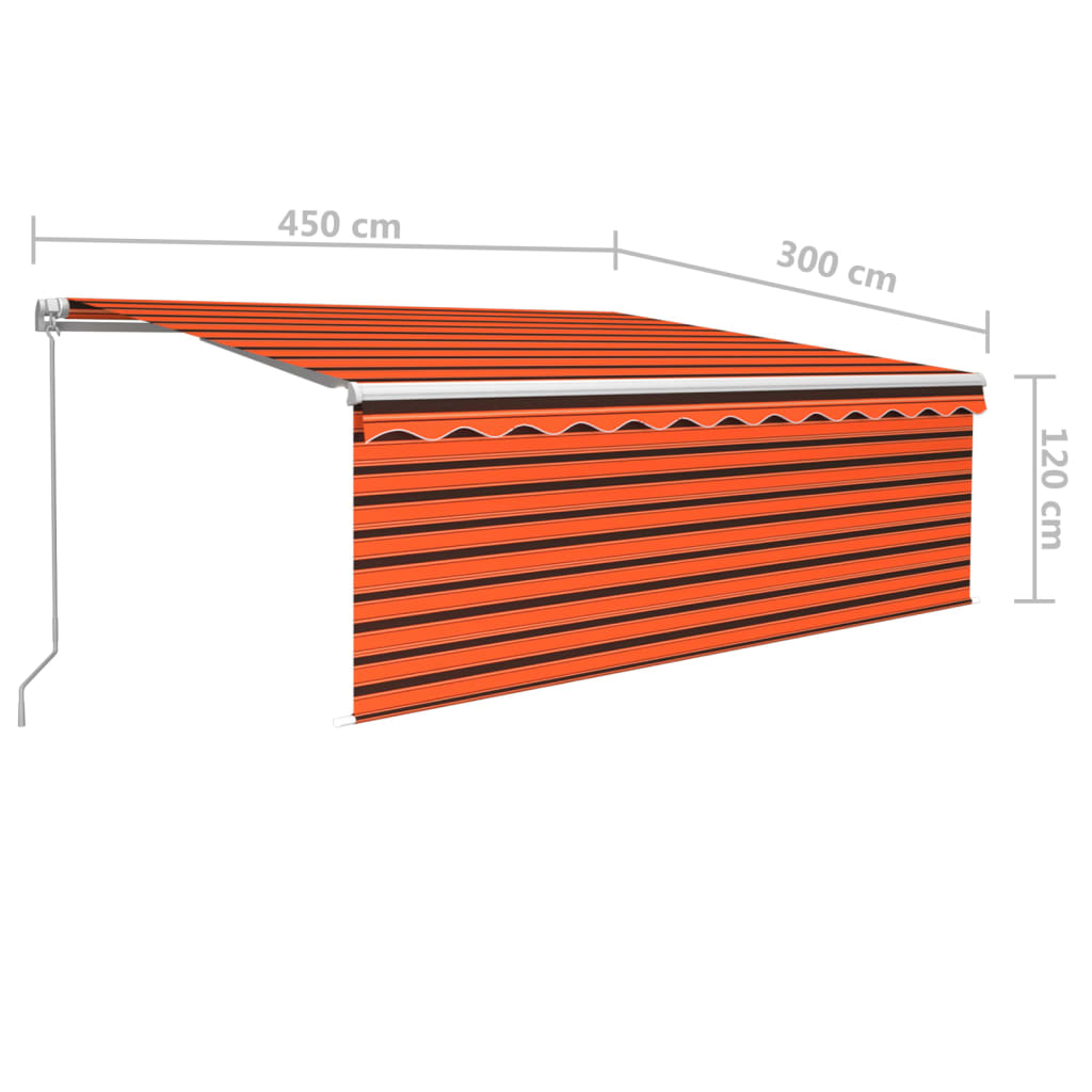 vidaXL Gelenkarmmarkise Einziehbar Jalousie LED 4,5x3 m Orange Braun