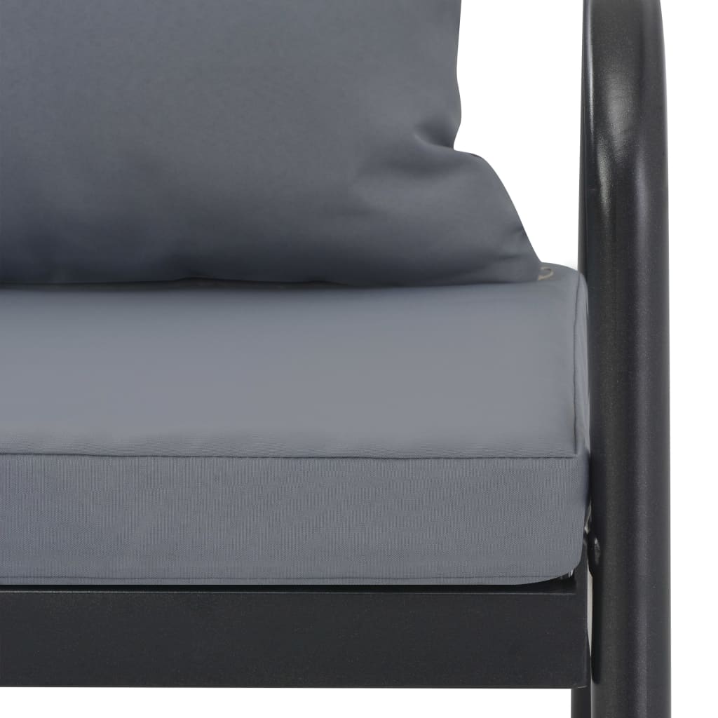 vidaXL 2-Sitzer-Gartenbank mit Auflagen Grau Aluminium