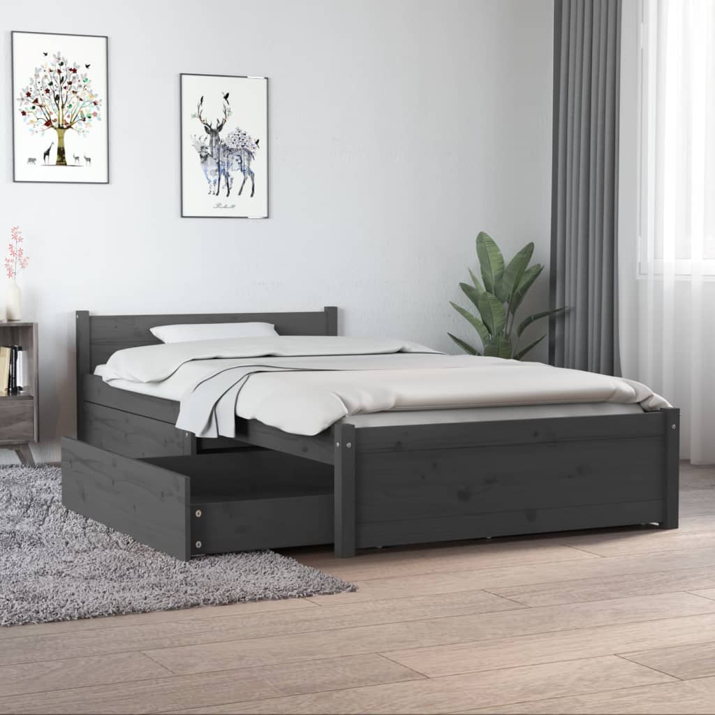 vidaXL Bett mit Schubladen Grau 90x190 cm 3FT Single