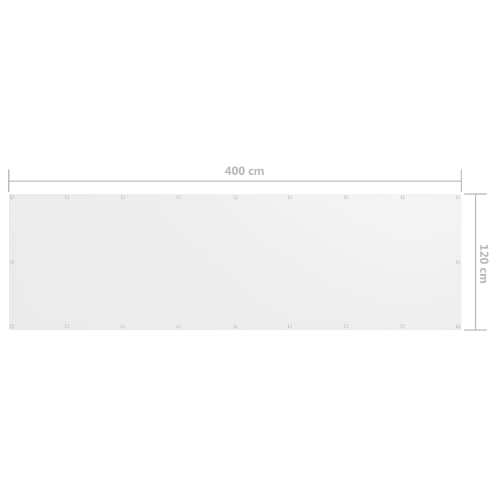 vidaXL Balkon-Sichtschutz Weiß 120x400 cm Oxford-Gewebe