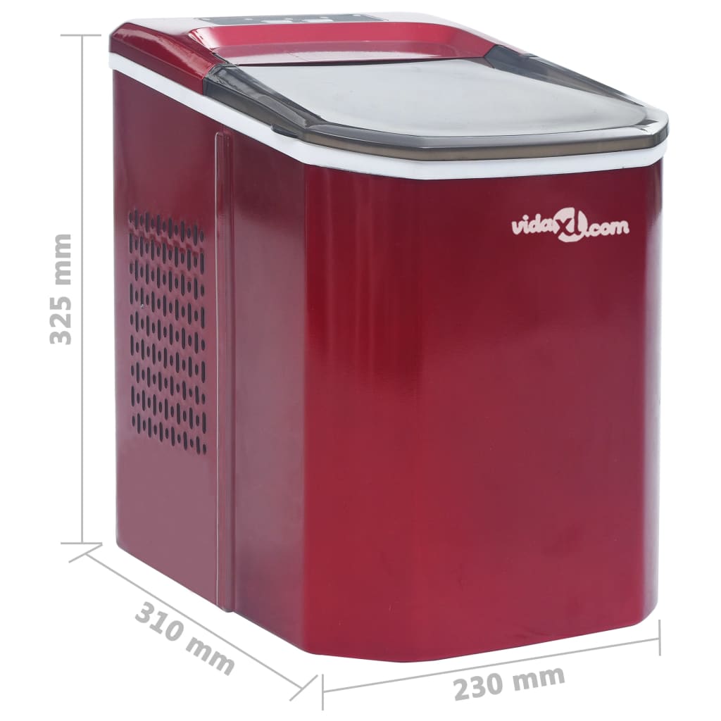 vidaXL Eiswürfelbereiter Rot 1,4 L 15 kg / 24 h