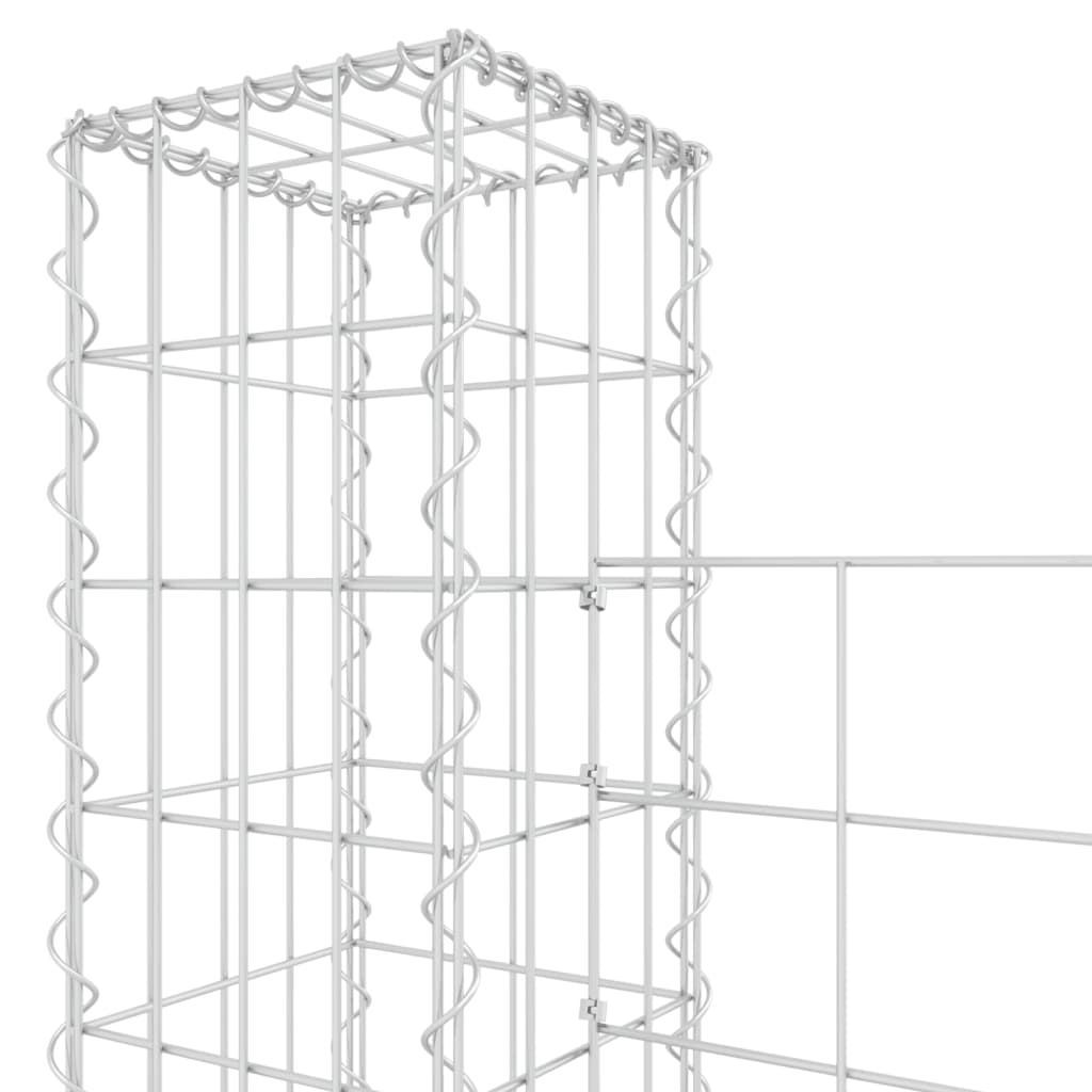 vidaXL Gabionenkorb U-Form mit 2 Säulen Eisen 140x20x200 cm