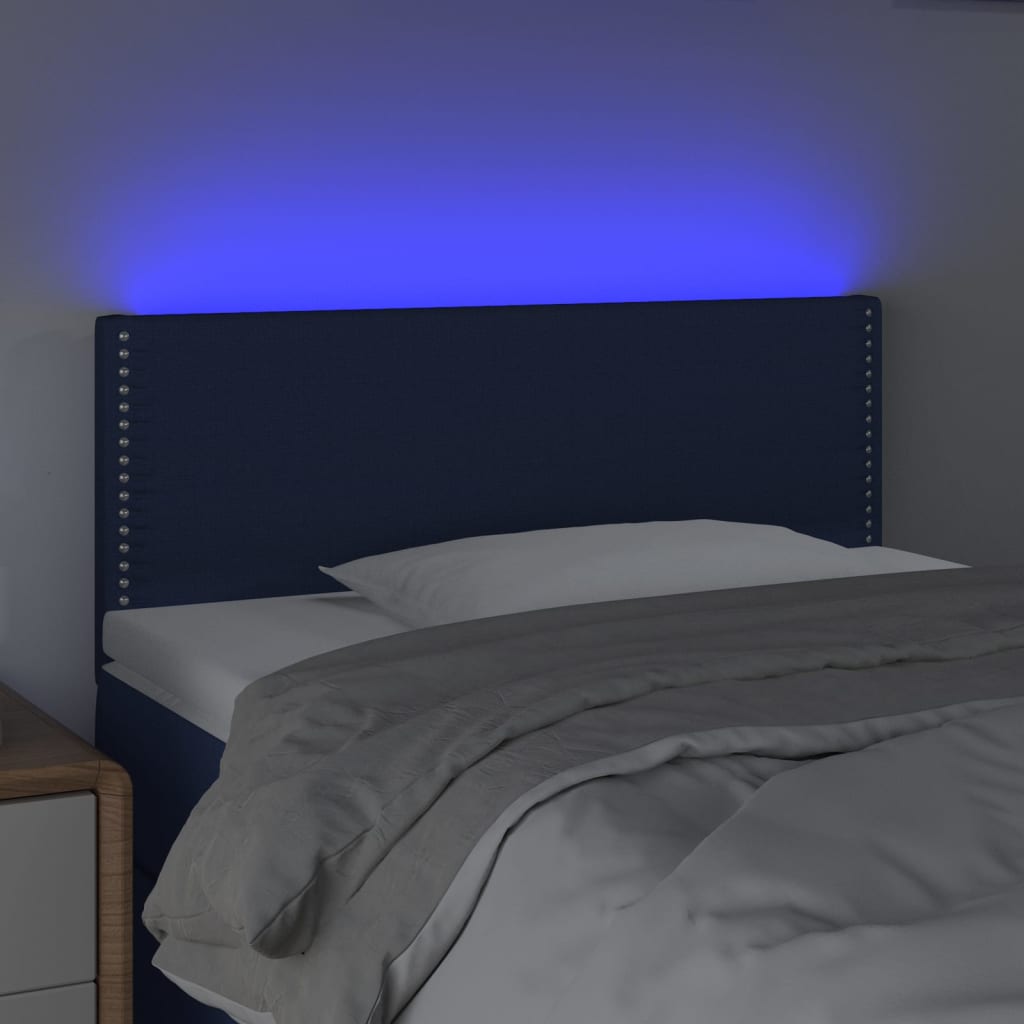vidaXL LED Kopfteil Blau 100x5x78/88 cm Stoff