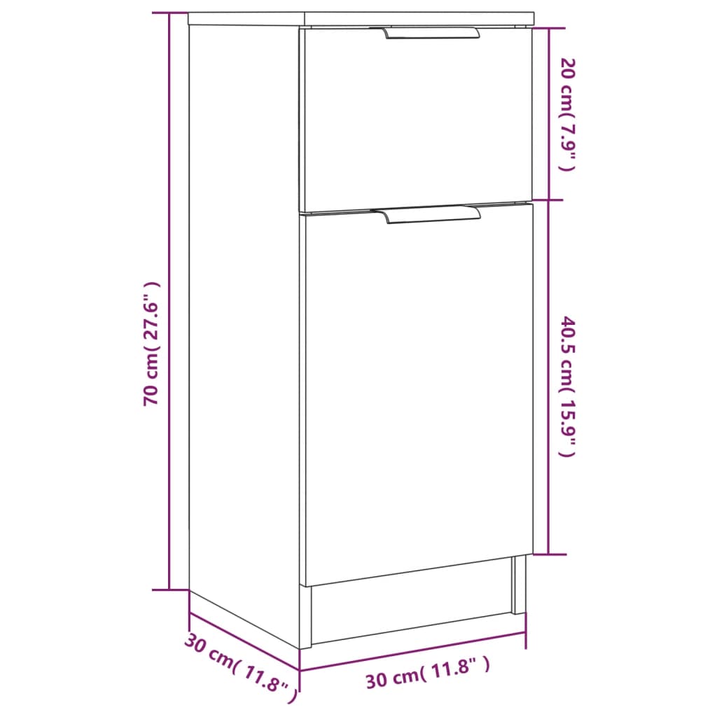vidaXL Sideboard Sonoma-Eiche 30x30x70 cm Holzwerkstoff