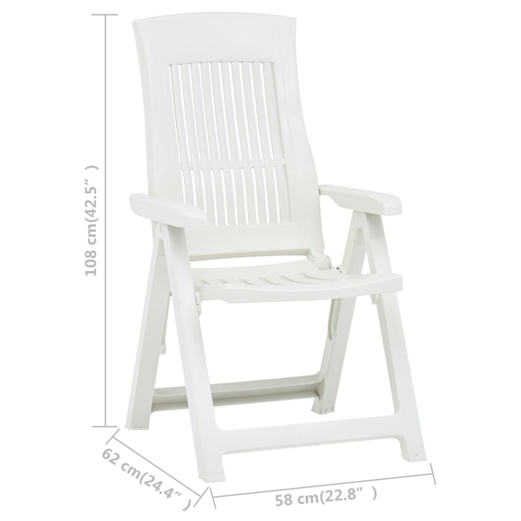 vidaXL Verstellbare Gartenstühle 2 Stk. Kunststoff Weiß