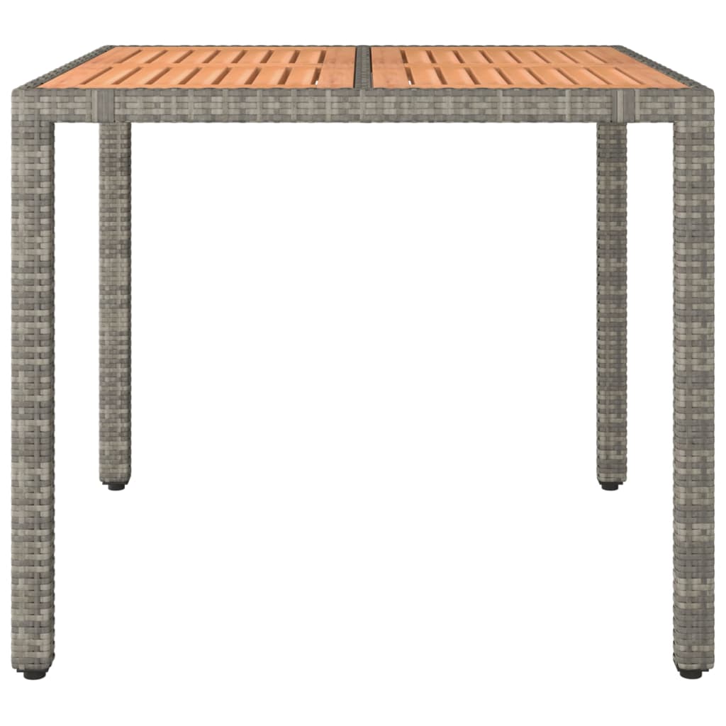 vidaXL Gartentisch mit Holzplatte Grau Poly Rattan & Massivholz Akazie