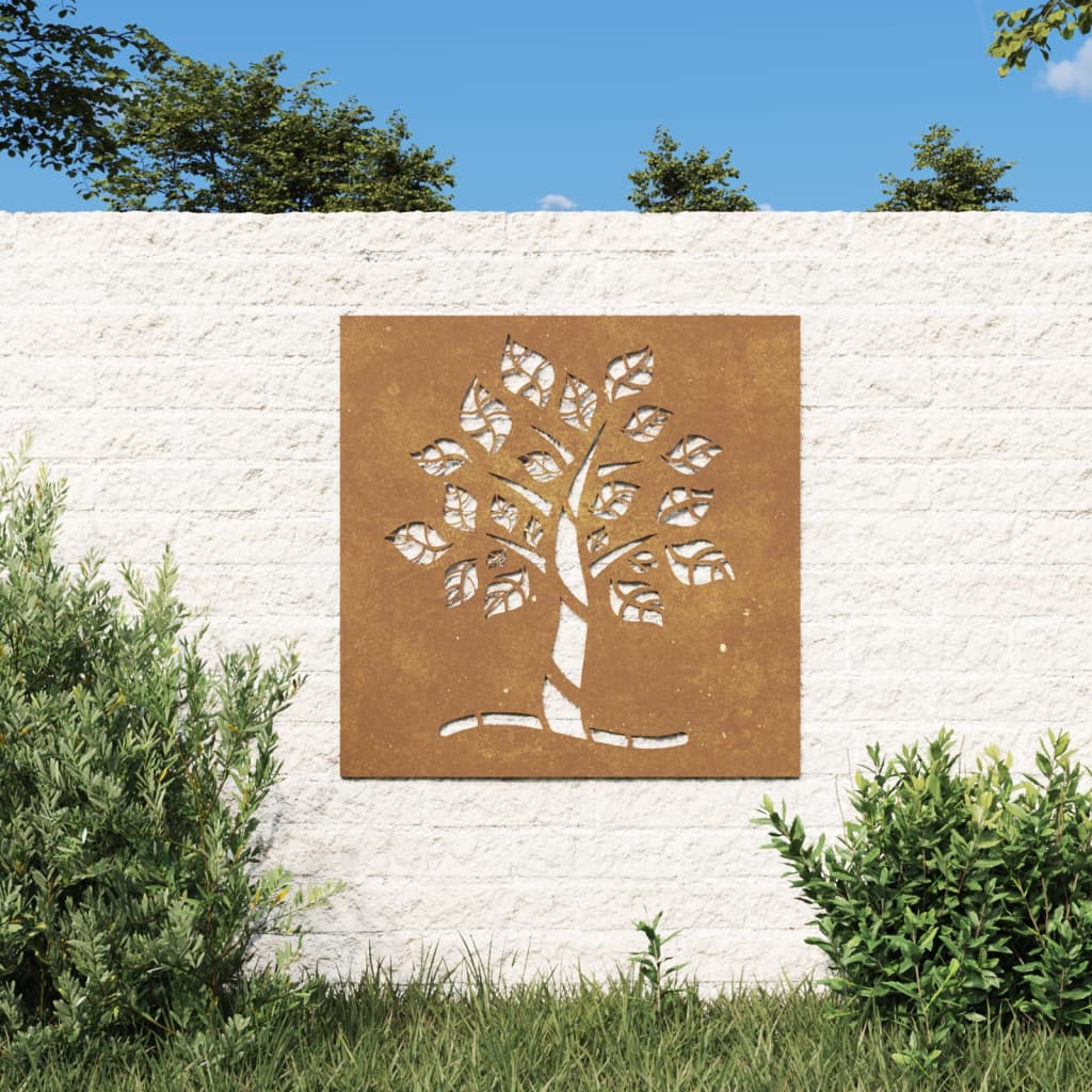 vidaXL Garten-Wanddeko 55x55 cm Cortenstahl Baum-Design