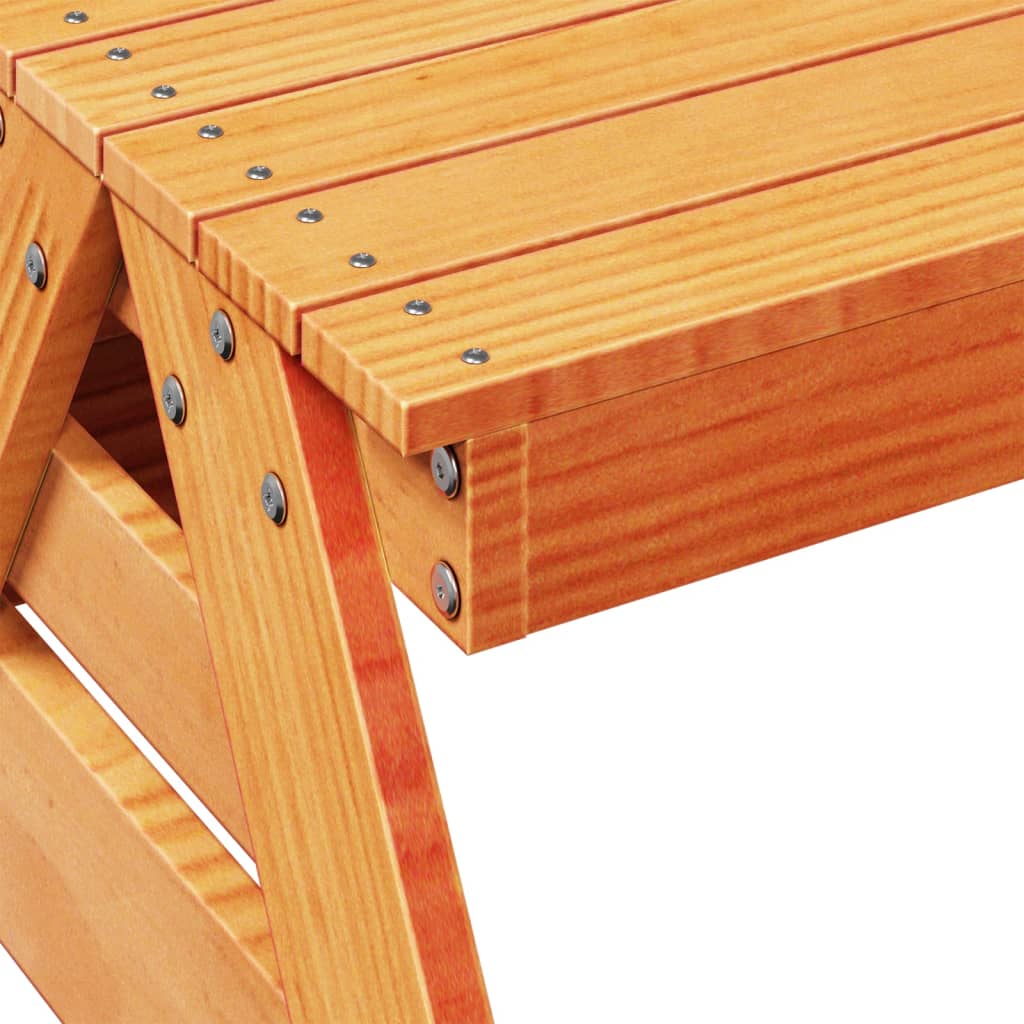 vidaXL Picknicktisch für Kinder Wachsbraun 88x122x58 cm Massivholz