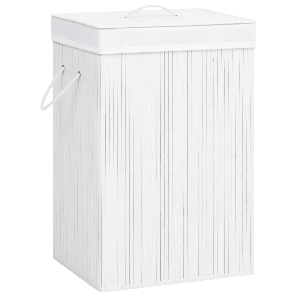 vidaXL Bambus-Wäschekorb mit 2 Fächern Weiß 72 L