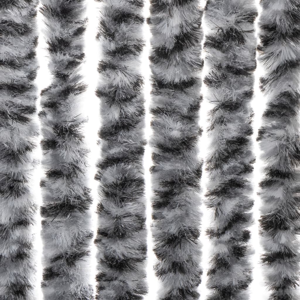 vidaXL Fliegenvorhang Grau, Schwarz und Weiß 100x220 cm Chenille
