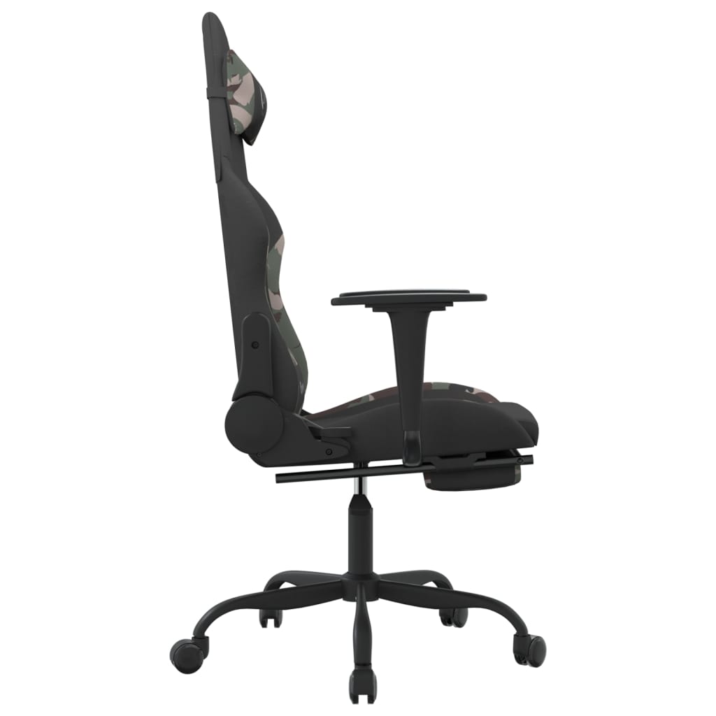 vidaXL Gaming-Stuhl mit Massage & Fußstütze Schwarz Camouflage Stoff