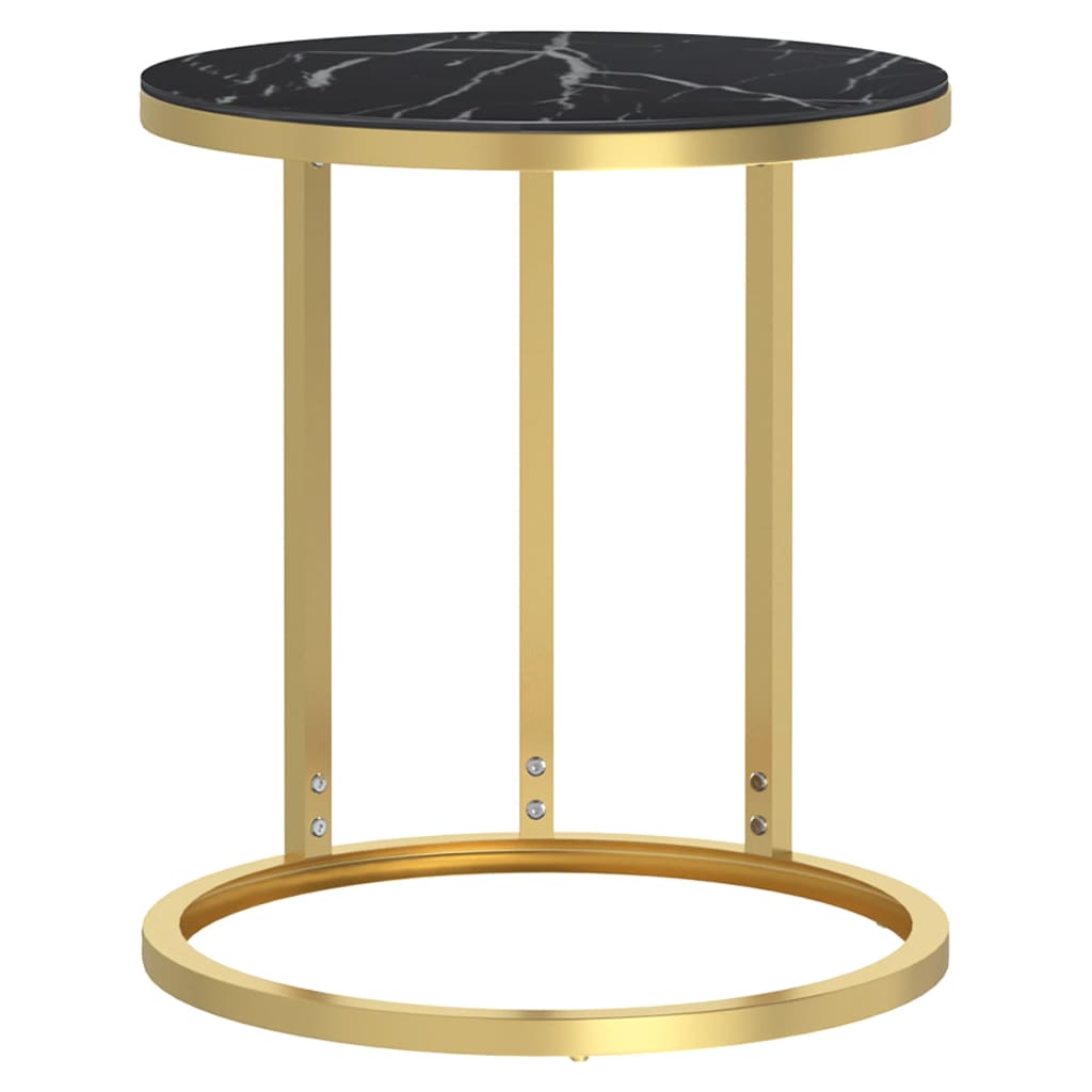 vidaXL Beistelltisch Golden und Schwarze Marmor-Optik 45 cm Hartglas