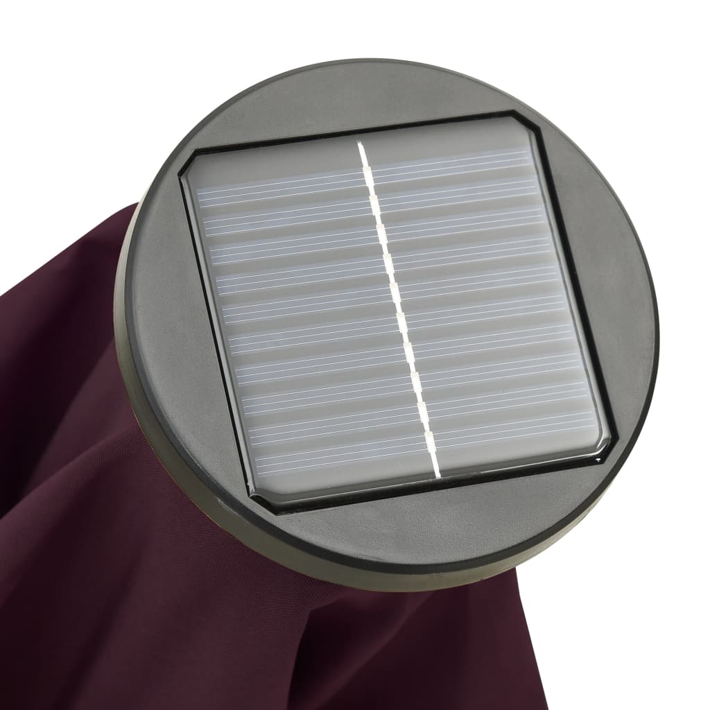 vidaXL Sonnenschirm mit LED-Leuchten Bordeauxrot 200x211 cm Aluminium